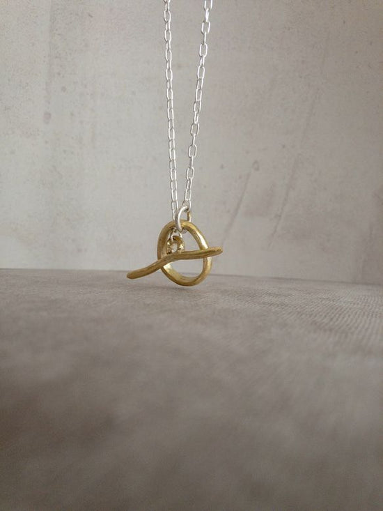 [Brass & silver] particular necklace new symbol combi-color silver necklace