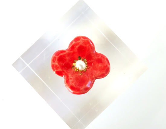 Small Flower Brooch Red