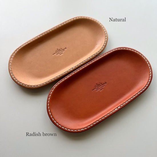 [Leather tray]Small Leather-wrapped tray