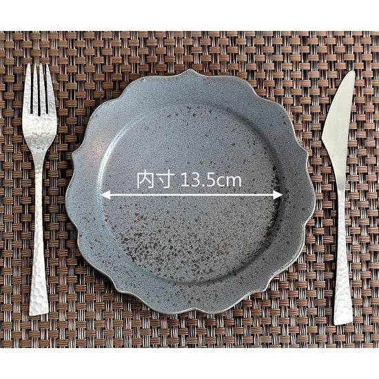 Gray Mat Kikyo Plate M Grayish Japanese Tableware Fruit Dish, Mein dish, Tori-Dish, Made in Japan, Minoyaki, Stylish, Modern