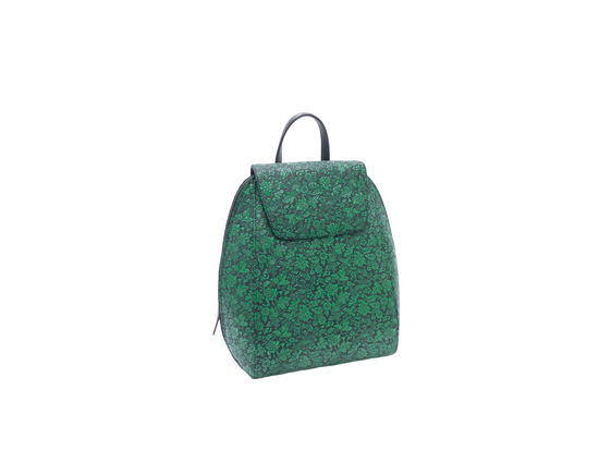 Black/Green Peony and Phoenix Pattern Backpack