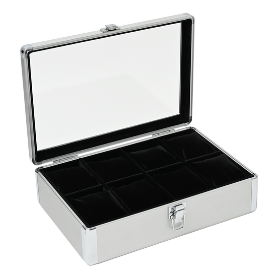 Aluminum watch case for 8 watches, 8 watch collection case, made of aluminum, 1 piece ES-SE54030AL