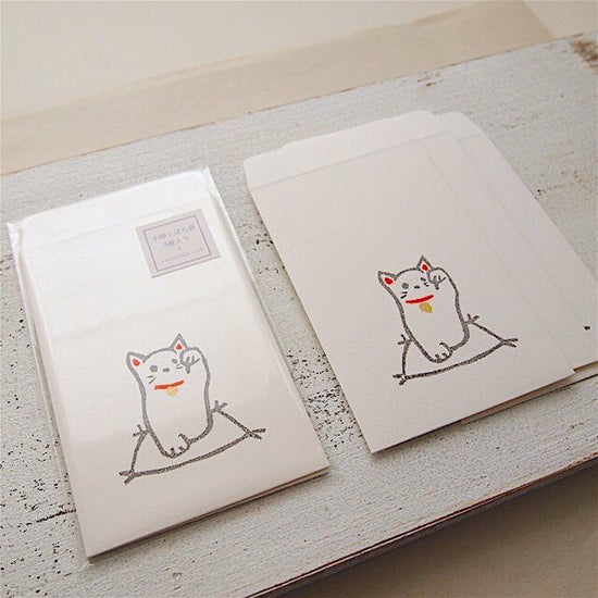 Hand-printed Rubber Print Potty Bag [Maneki Neko]