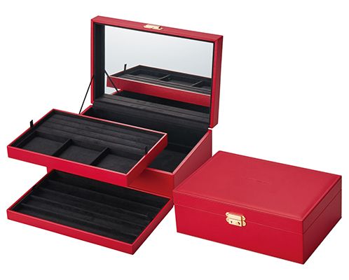 Leather 3-drawer jewelry box with mirror and key, made to order approx. 3 weeks AR-469