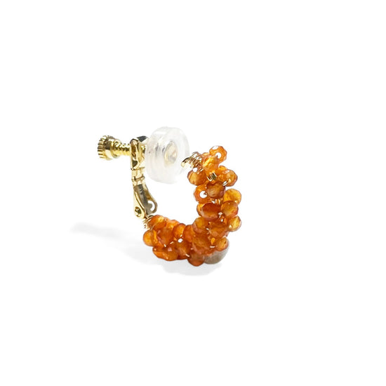 코랄 카넬리안 클립온 귀걸이