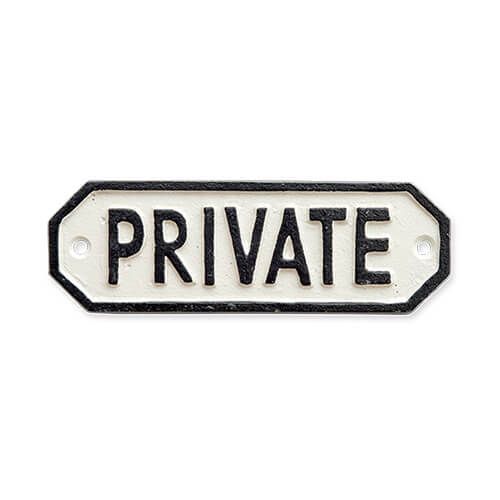 63583 [POSH MADE] sign plate PRIVATE white