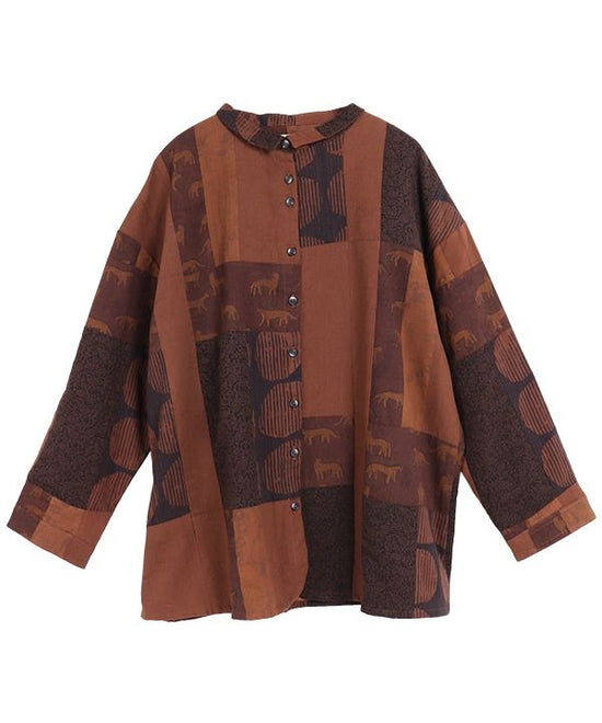 fuyu-no Patchwork Overdyed Shirt Blouse 24W431