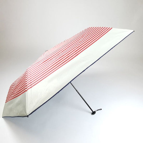 Flying Carbon Umbrella Marine Stripe Pattern Extremely Lightweight Folding Umbrella for Sunny Weather Black Lining Coated