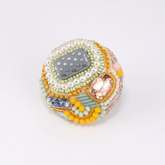 Exotic Brooch 5 Bead Embroidery Colorful