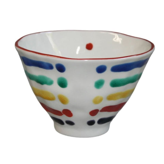 [Eisyou] Rice Bowl with Five-Color Horizontal Striped Pattern (Large)
