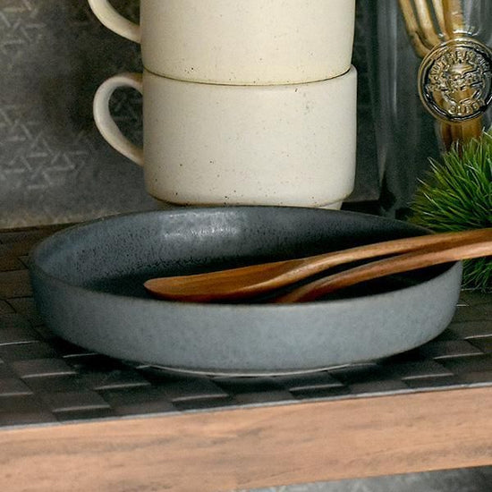 Cuisine Glaze Blue Spume M, Blue Western Tableware, Round Plate, Made in Japan, Minoyaki