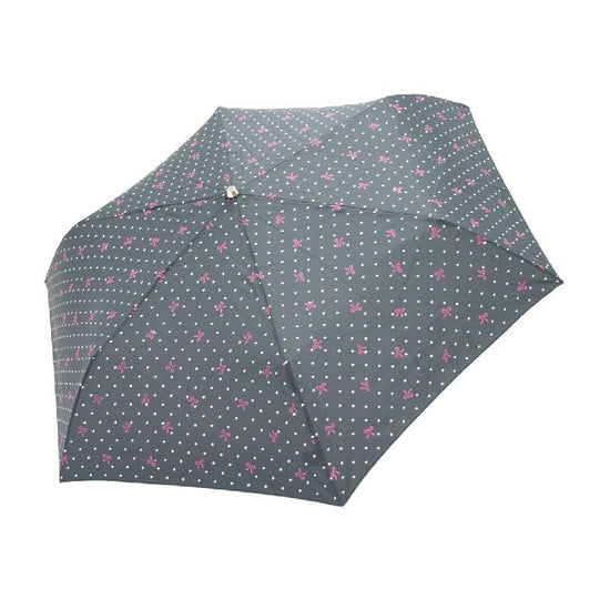 Ribbon Dot Pattern Rain or Shine Folding Umbrella