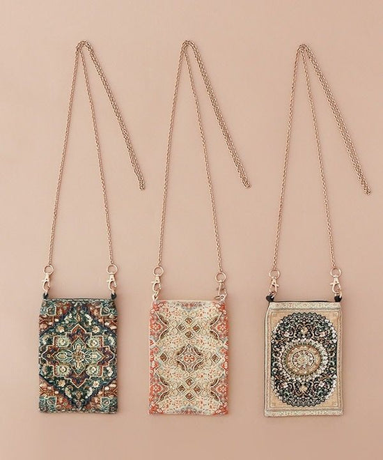 Printed & Beaded Embroidery Phone Pochette (3 colors) M42-2486