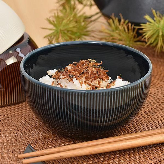 Yozumi Rice Bowl (RE-soil), navy blue, Western tableware, rice bowl, made in Japan, Minoyaki, stylish, modern, SDGs