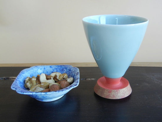 Kiyomizu ware, celadon glass, vermilion