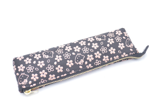 Kitty Inden Pen Case, Black/Pink, Cherry Blossom Kitty Pattern
