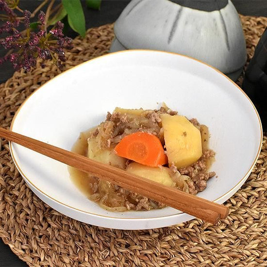 Fuchi Kinshiro Matte Tawami Bowl, Large, White, Japanese Tableware, Medium Bowl, Faceted, Made in Japan, Minoyaki