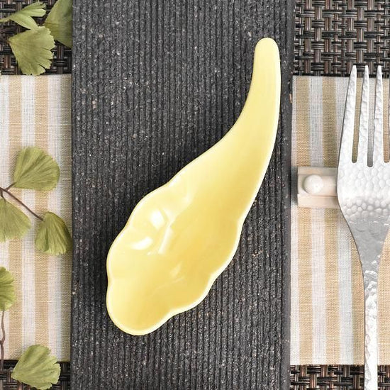 Cloud amuse yellow, yellow type, Japanese tableware, delicacies, petit bowl, made in Japan, Mino ware.
