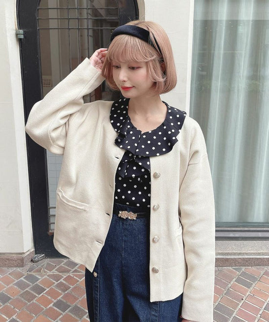 Gold Button Cocoon Knit Cardigan / an another angelus [51BJ04j004].