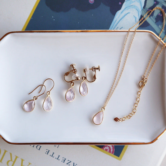 Rose quartz charm pierce/earring