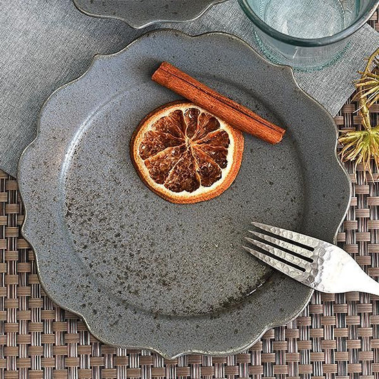 Gray Mat Kikyo Plate M Grayish Japanese Tableware Fruit Dish, Mein dish, Tori-Dish, Made in Japan, Minoyaki, Stylish, Modern