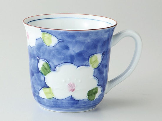 [SALE]Ichichin Dami-Camellia lightweight mug, blue [Arita porcelain].