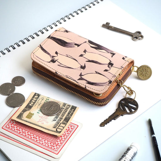 Key Wallet [ Mini Wallet + Key Case ] (Penguin) Leather All Leather Compact