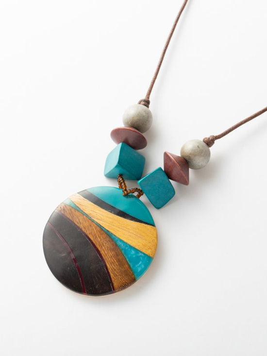 Resin wood mix necklace