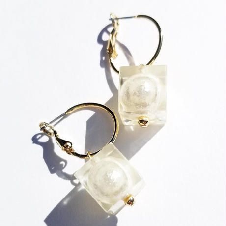 Pearl Cube Hoop Pierced earrings