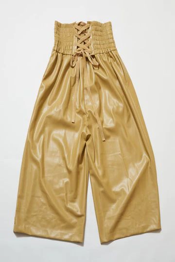 Eco-Leather Wide Pants (Yellow)