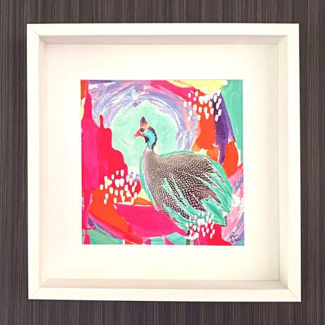 Signed Wild African Art Print (framed) Optimistic Guinea Fowl
