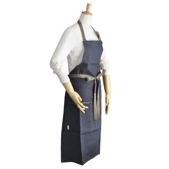 Linen Apron Charcoal Gray Olive