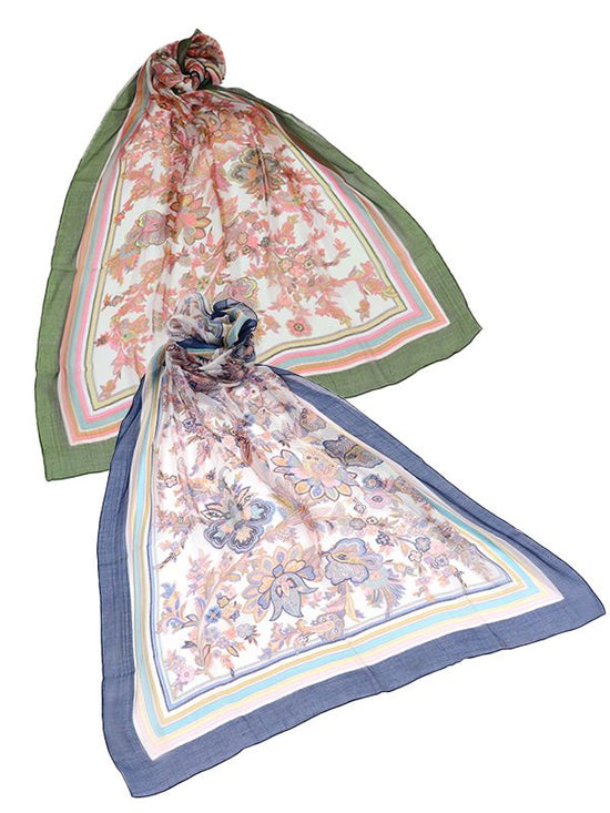 Orient print large shawl (2 colors) silk rayon