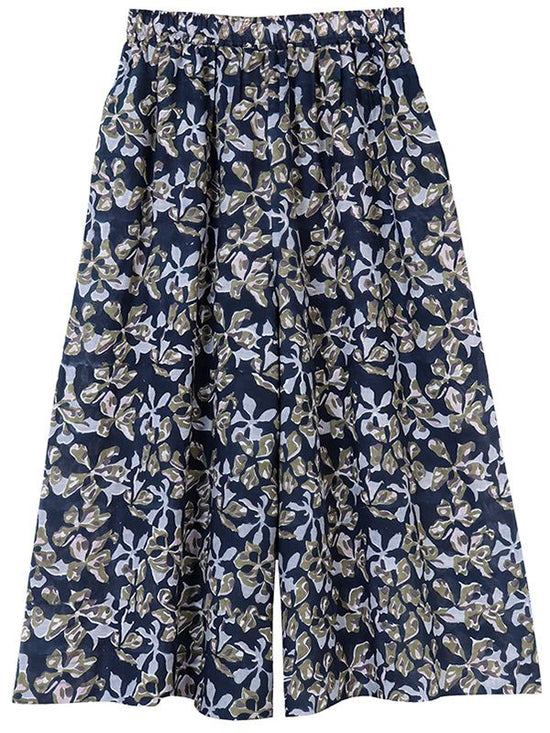 Layered Flower Block Print Cotton Flared Pants (2 colors) [Expected to arrive in mid-May].