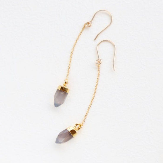 Gray onyx charm long pierce & earring