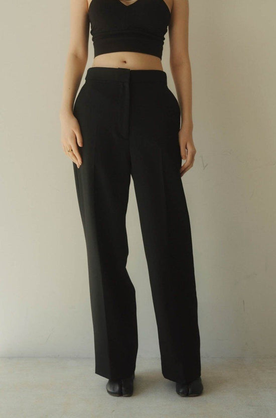 High End- Wool Straight Pants/Black