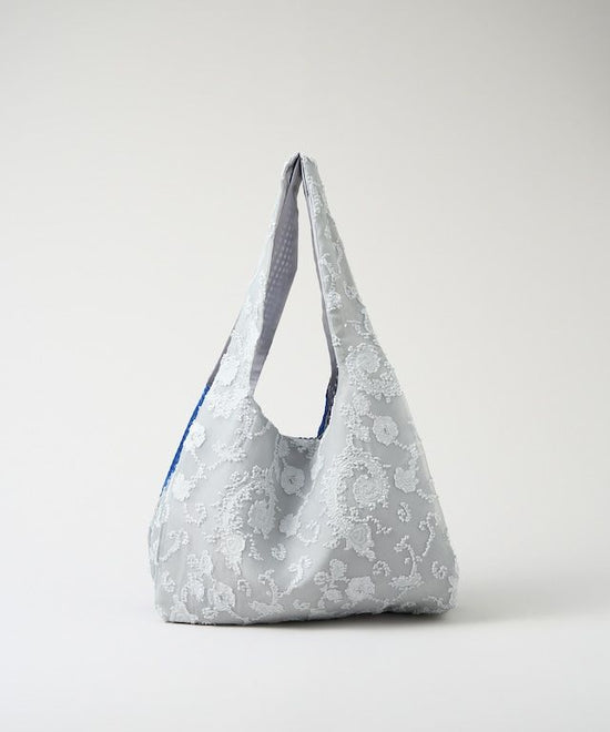 TWINS bag / ice gray paisley × blue check / M