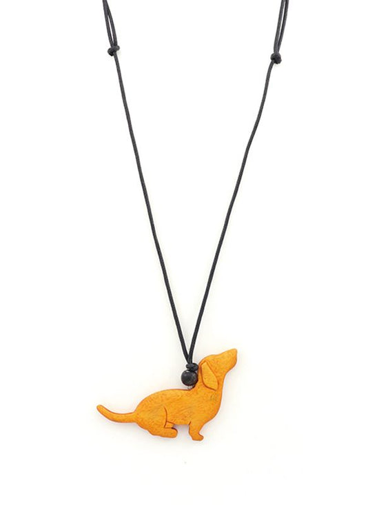 Wood dachshund necklace (2 colors)