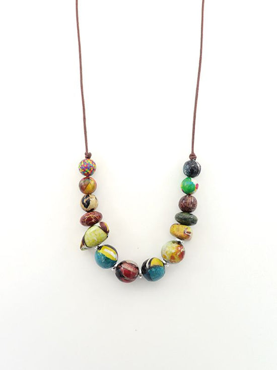 Wood colorful ball necklace