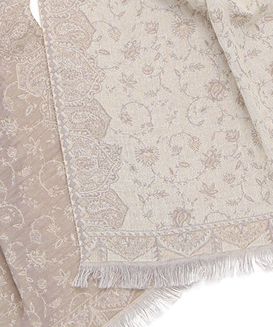 Cotton wool leaf pattern jacquard shawl 50x180cm B24W002BE