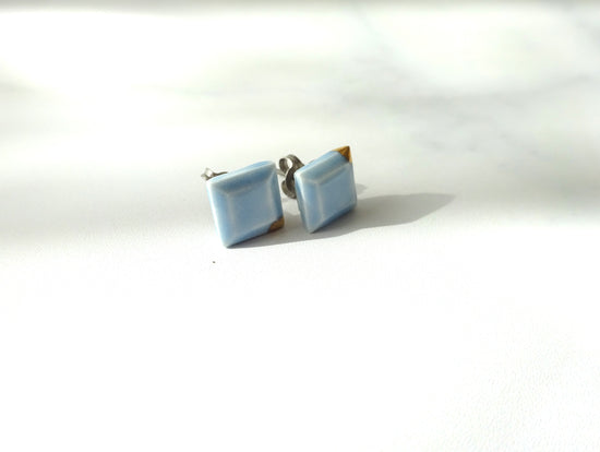 Kotsubu Ceramic Pierced Earrings Square Light Blue