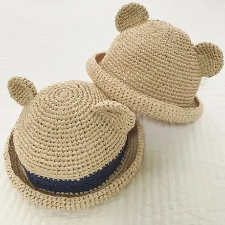 Straw hat with ears Ssize(46cm)