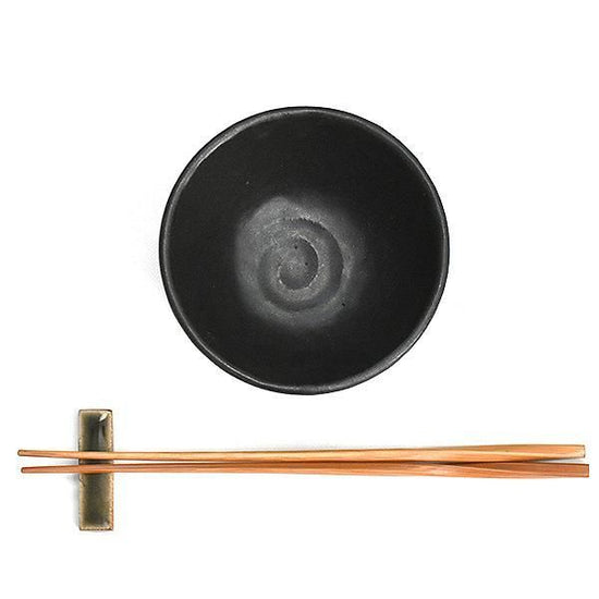 Linka Black Tea Bowl, black Japanese tableware, small bowl, made in Japan, Minoyaki, tea bowl, stylish, modern