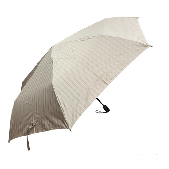 Automatic Open / Close Folding Umbrella for Men Yarn-Dyed Stripe Rain or Shine