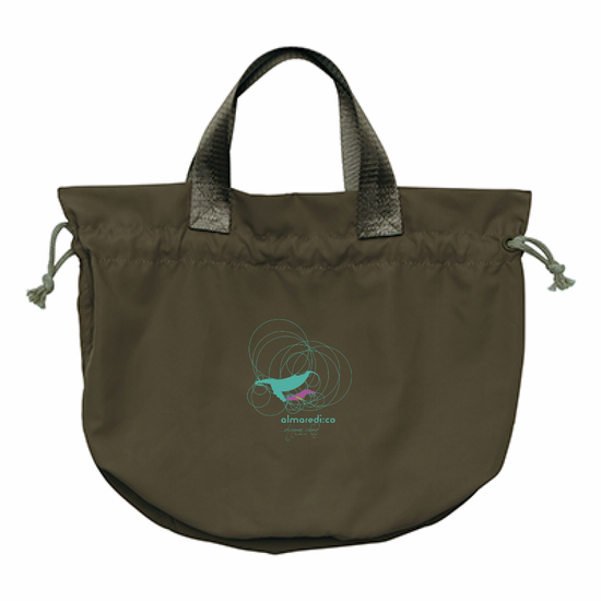 Recycled polyester ripstop drawstring bag olive "Humpback whale parent-child bond GRV"