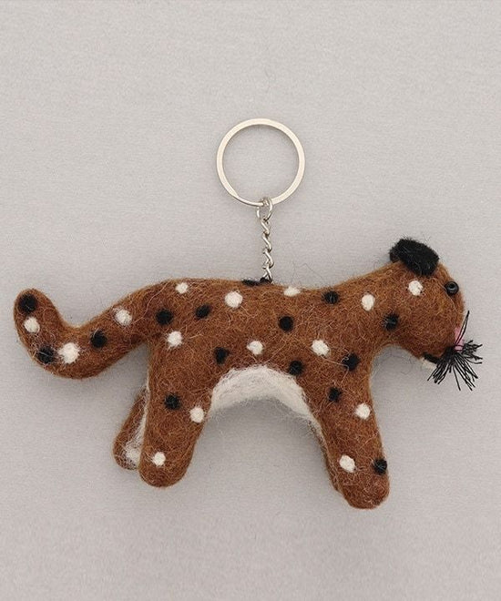 Felt bag charm (key ring) leopard A24WNX008BR