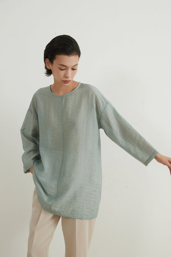 2WAY LYOCELL LINEN SHEER TOP