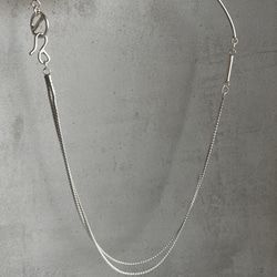 silver950》Beautiful silver choker 2-way silver necklace, simple