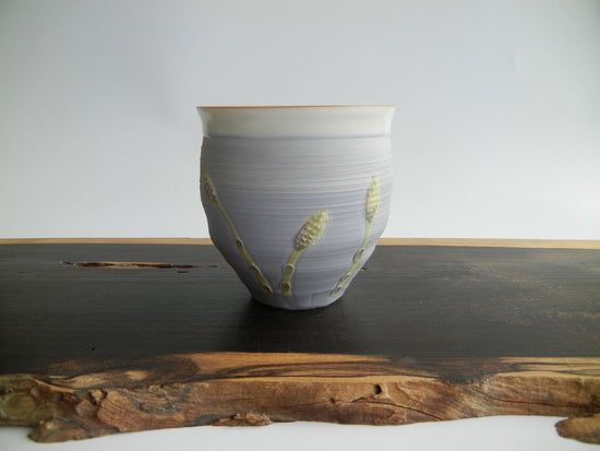 Blue, earthenware brush cup