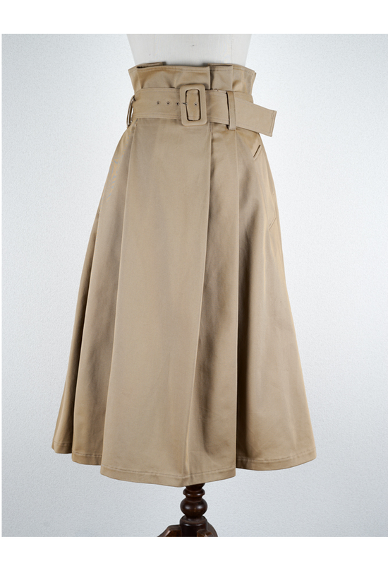 High Waist Belt Skirt (Beige)